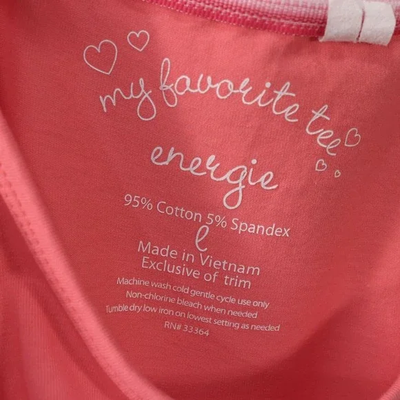 Energie Womens My Favorite Tee T-Shirt L Large Salmon Pink Stretch Short Sleeve - Picture 8 of 8